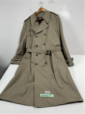 Mens Excellent The Mens Store Trench Coat 42T Tan Double Breasted Lined